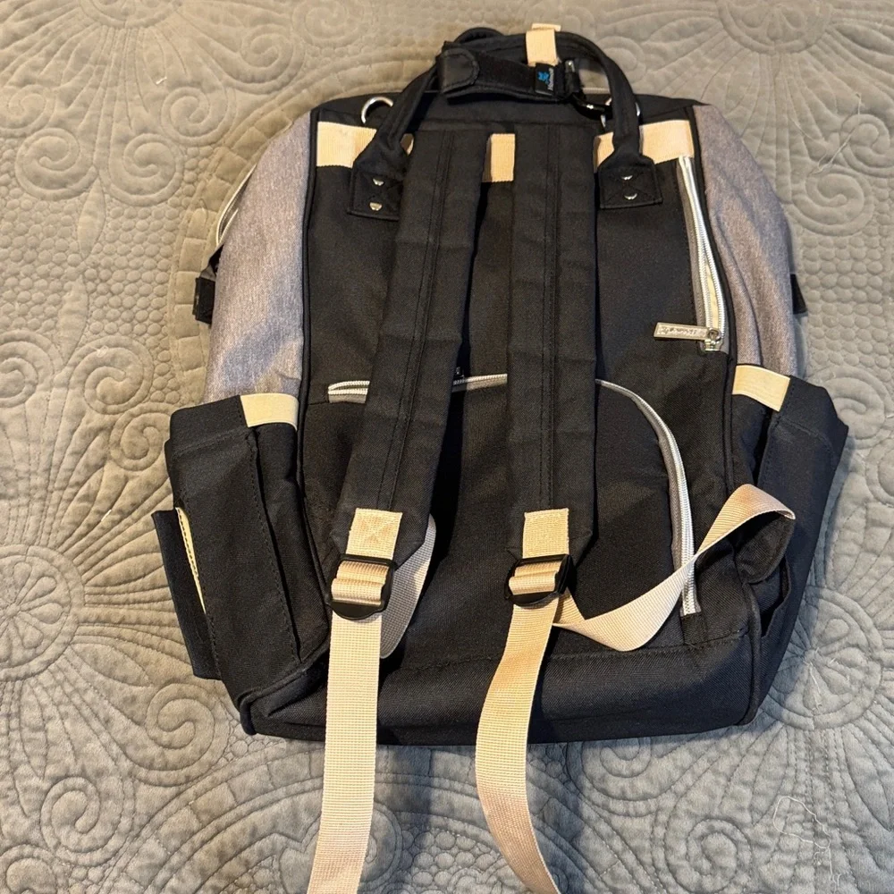 Hafmall Black and Gray Backpack Diaper Bag
